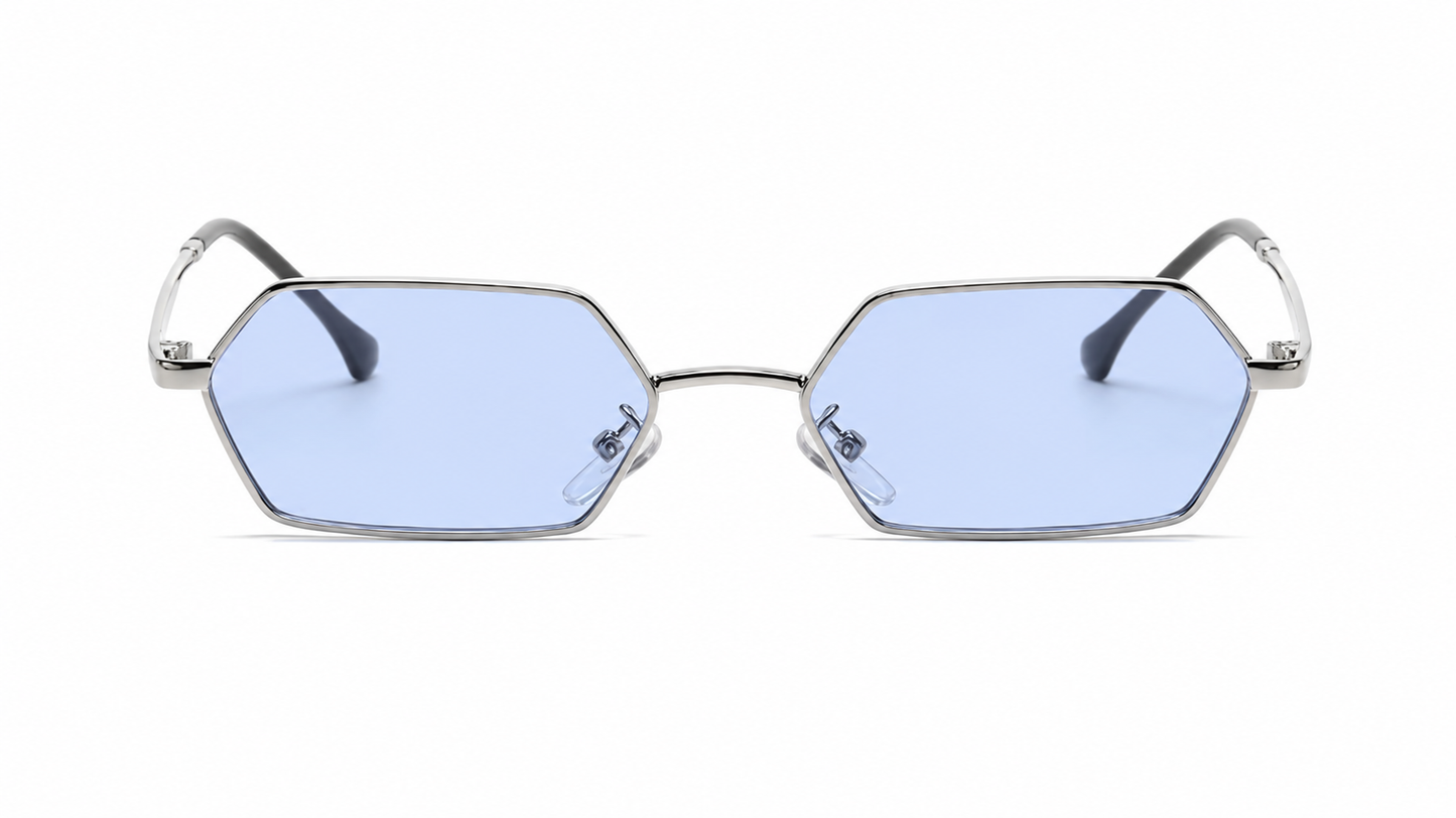 Damen Hexagon Sonnenbrille Schwarz – Geometrische Metallfassung
