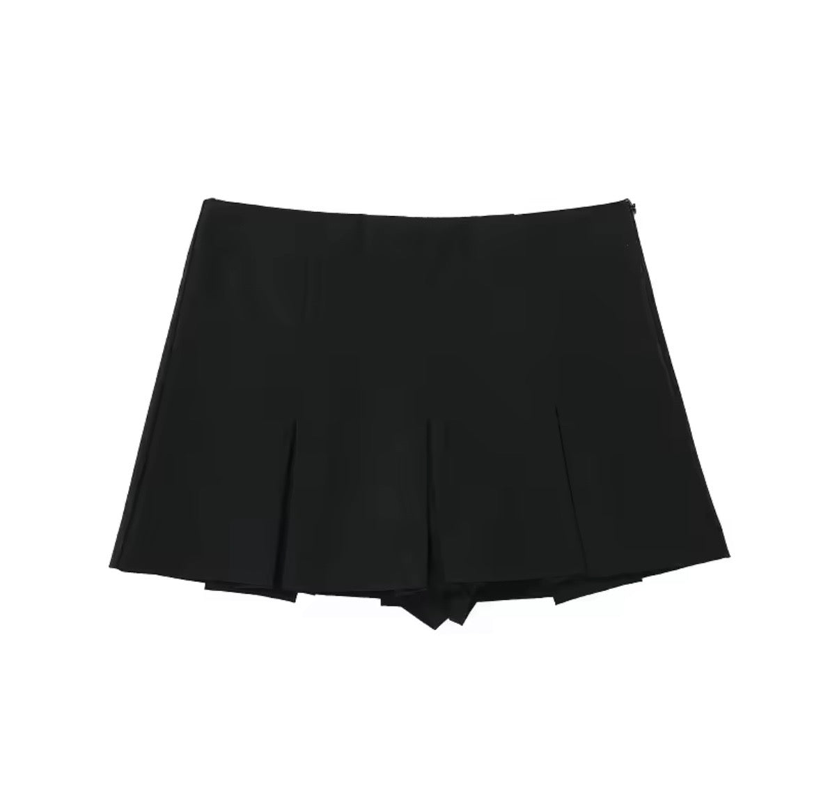 Grauer Falten-Skort mit integrierter Shorts