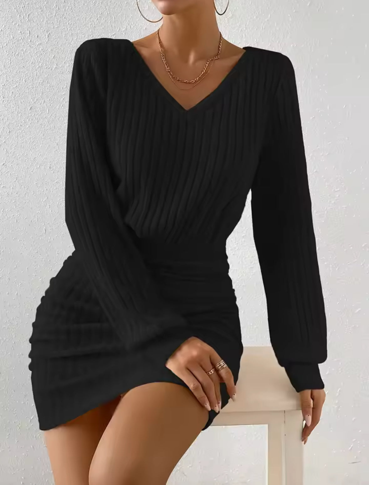 Off-Shoulder Strickkleid – Eleganz