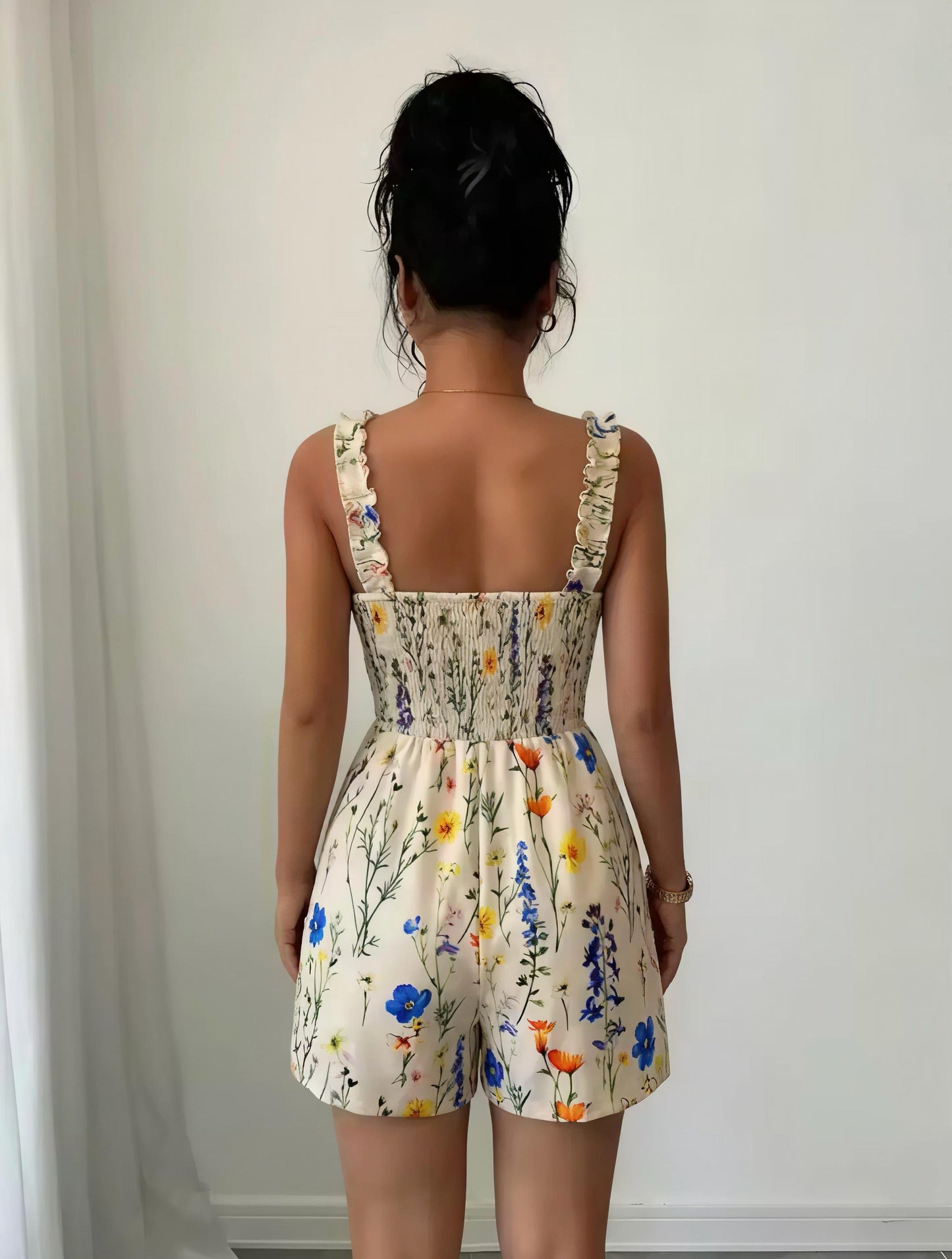 Ärmelloser Floral-Print Jumpsuit