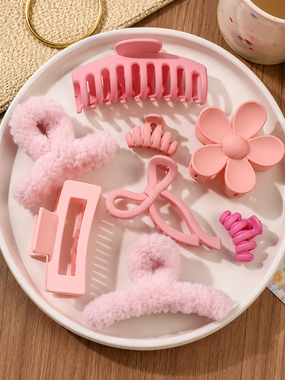 8-teiliges mattes Haarspangen Set Rosa – Haarklammern & Haarclips für Damen