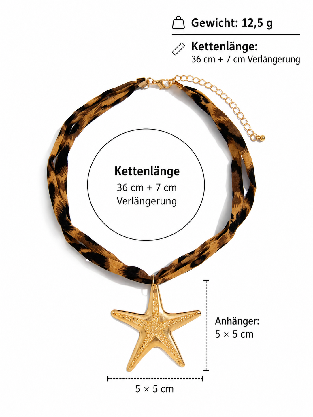 Seestern Choker mit Leo-Band – Goldene Boho Halskette