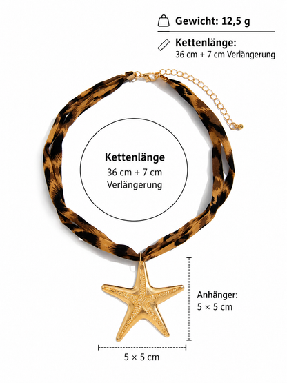 Seestern Choker mit Leo-Band – Goldene Boho Halskette