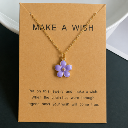 Blumen Halskette Gold – Rosa Blüten Anhänger | Elegante Damenkette