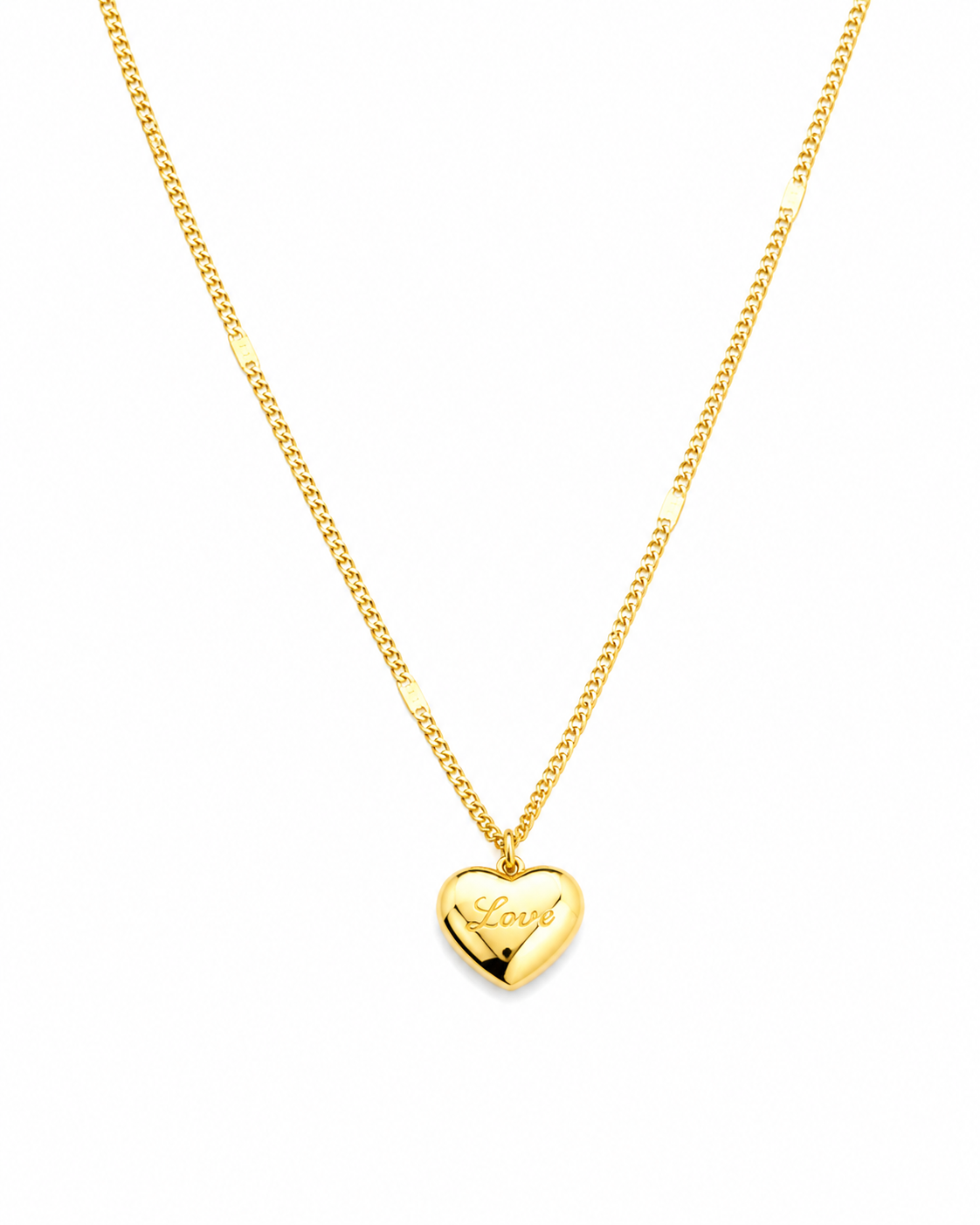 Goldene Herz-Medaillon Halskette mit feiner Gliederkette