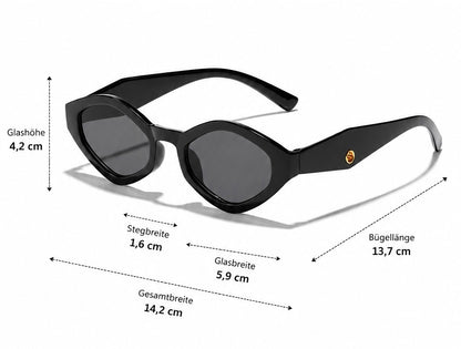 Damen Ovale Sonnenbrille Schwarz – Vintage-Design mit goldenen Details
