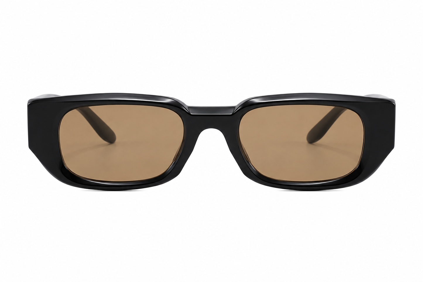 Damen Oversize Sonnenbrille Schwarz – Rechteckig mit braunen Gläsern