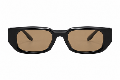 Damen Oversize Sonnenbrille Schwarz – Rechteckig mit braunen Gläsern