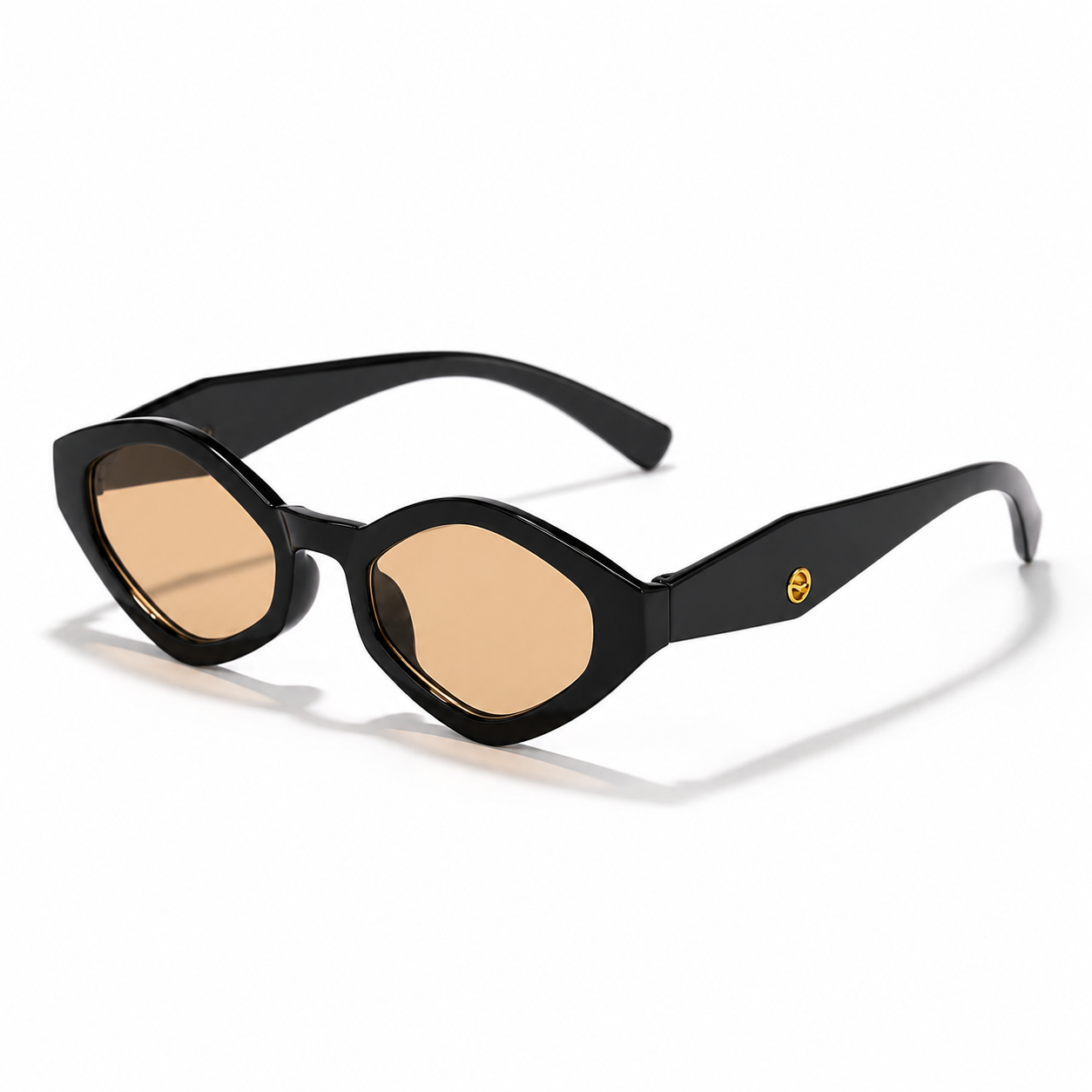 Damen Ovale Sonnenbrille Schwarz – Vintage-Design mit goldenen Details