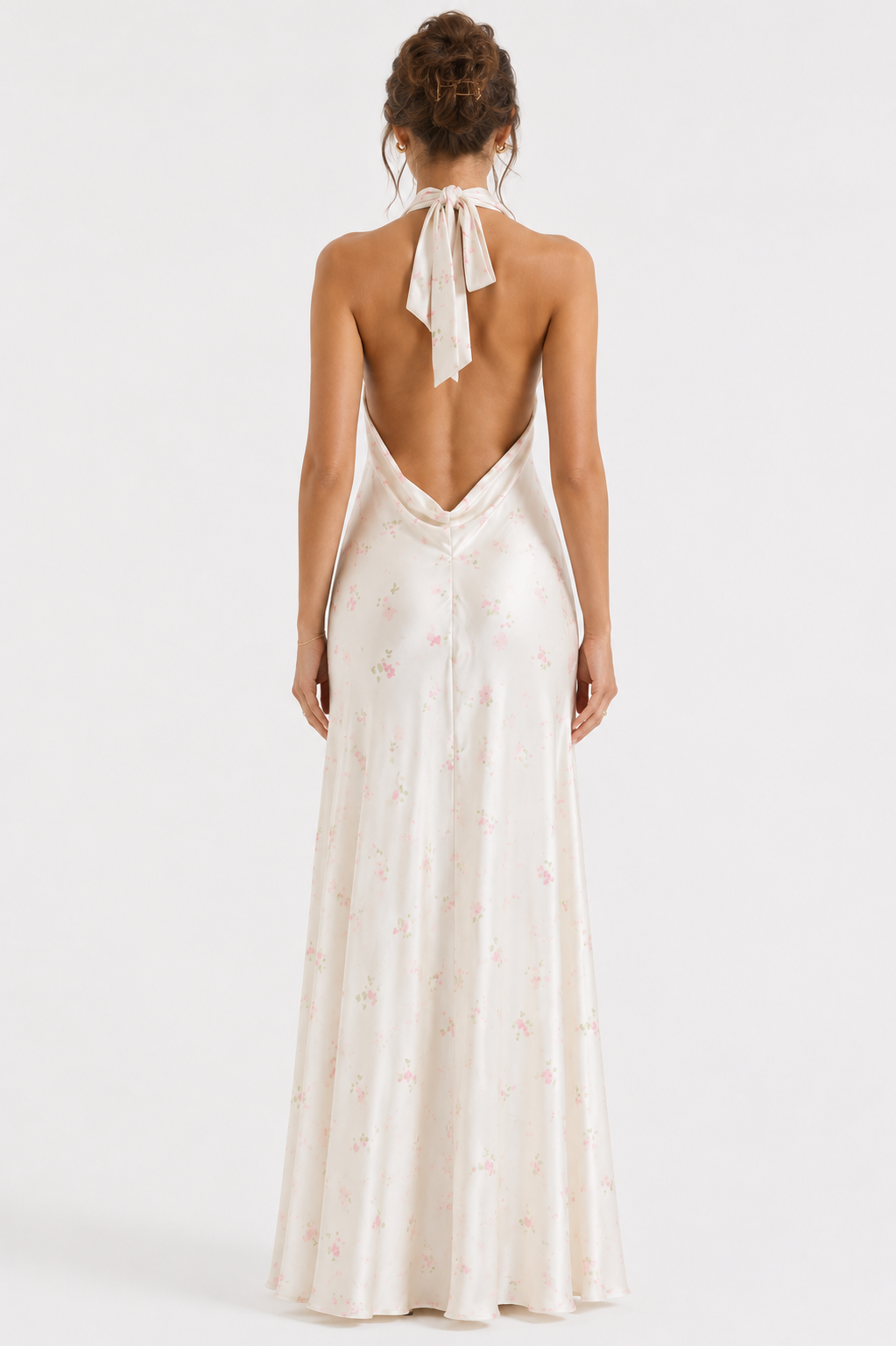 Weißes Maxikleid mit zartem Blumenprint