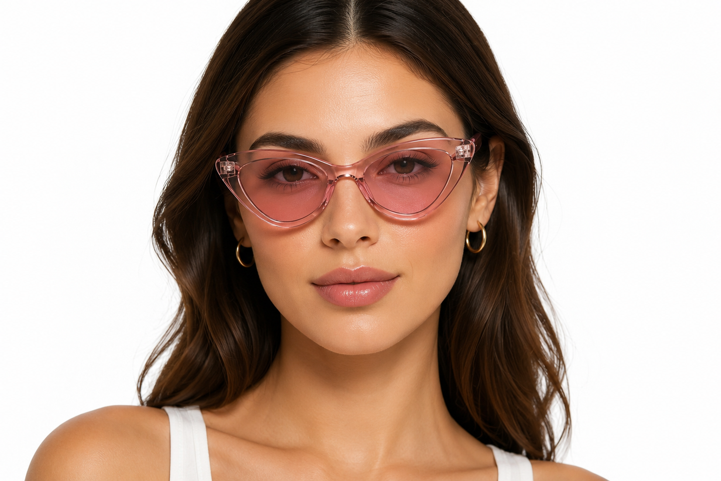 Damen Cat-Eye Sonnenbrille Transparent Braun – Elegantes Retro-Design