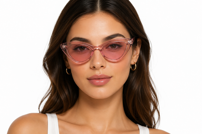 Damen Cat-Eye Sonnenbrille Transparent Braun – Elegantes Retro-Design