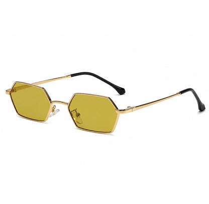 Damen Hexagon Sonnenbrille Silber – Geometrische Metallfassung mit blauen Gläsern