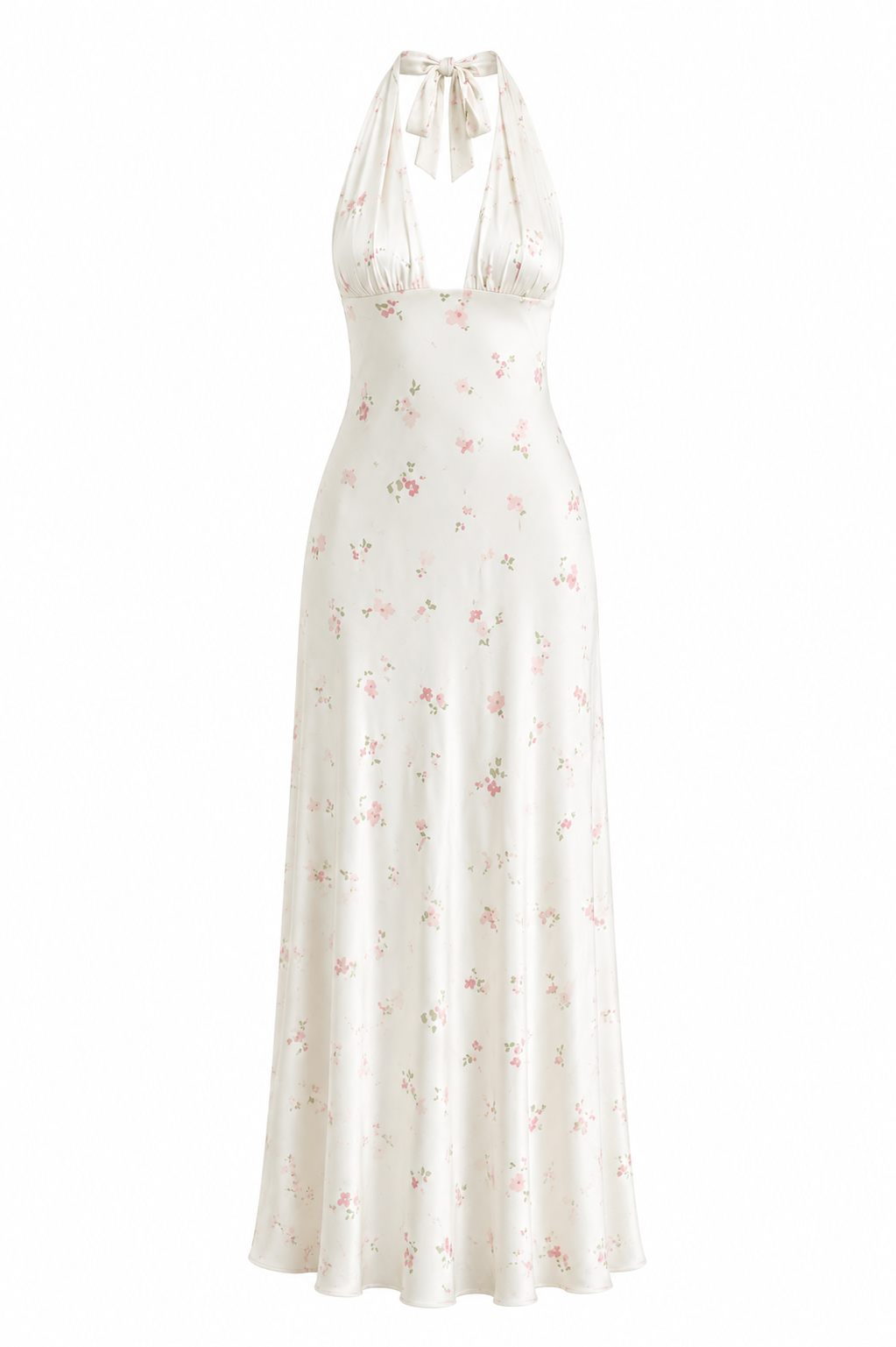 Weißes Maxikleid mit zartem Blumenprint