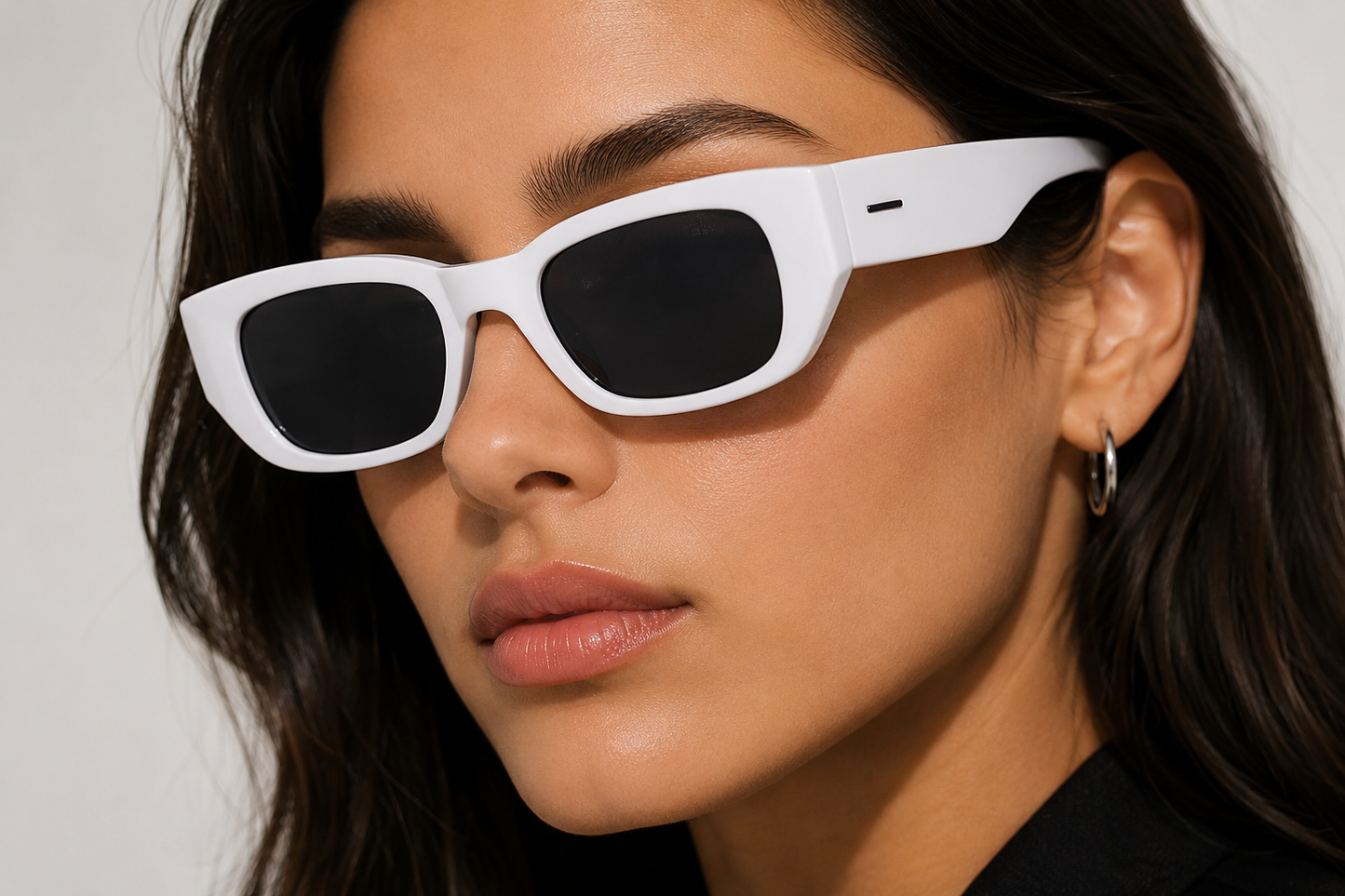 Damen Oversize Sonnenbrille Schwarz – Rechteckig mit braunen Gläsern