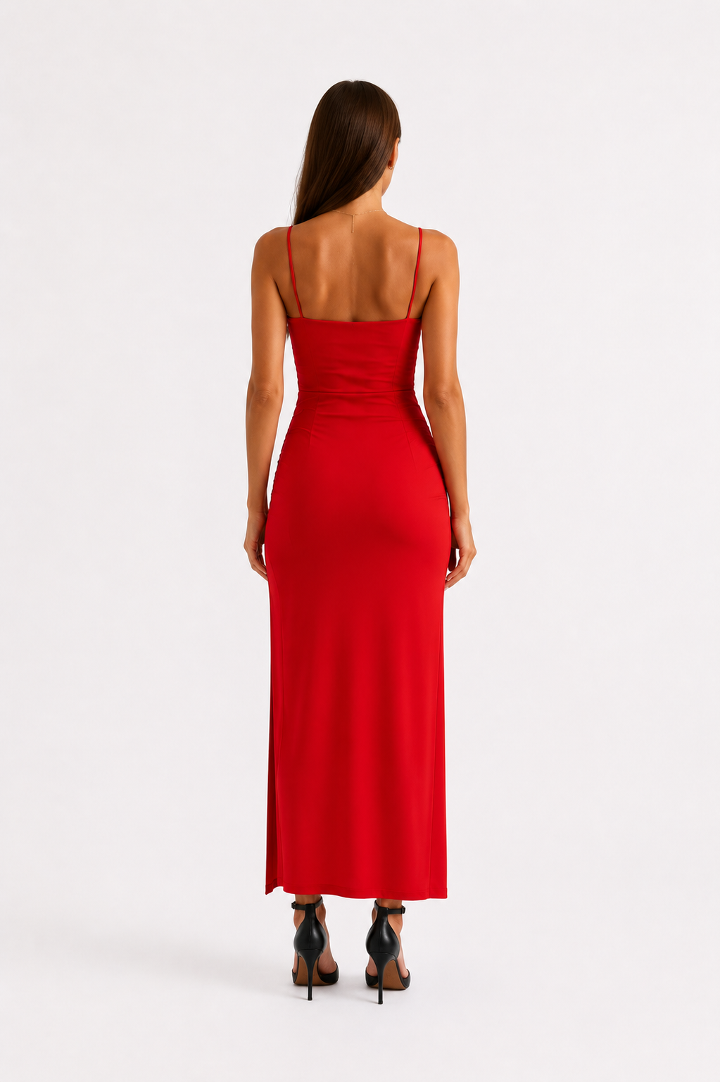 Rotes Abendkleid mit Schlitz