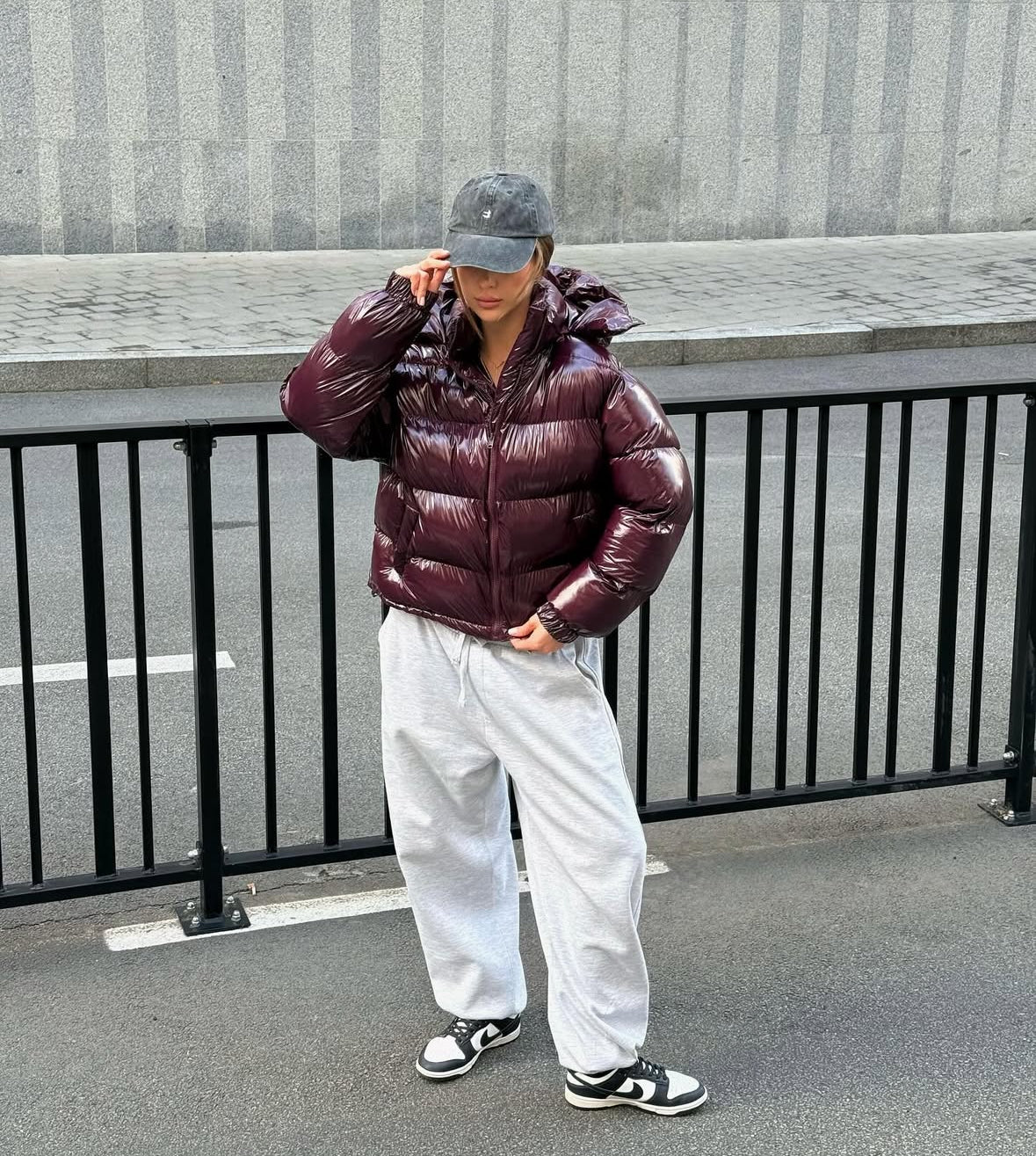 Glanz-Pufferjacke in Rot