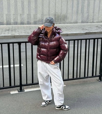 Glanz-Pufferjacke in Rot