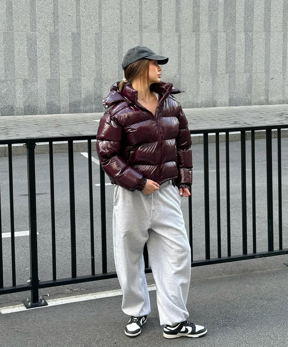 Glanz-Pufferjacke in Rot