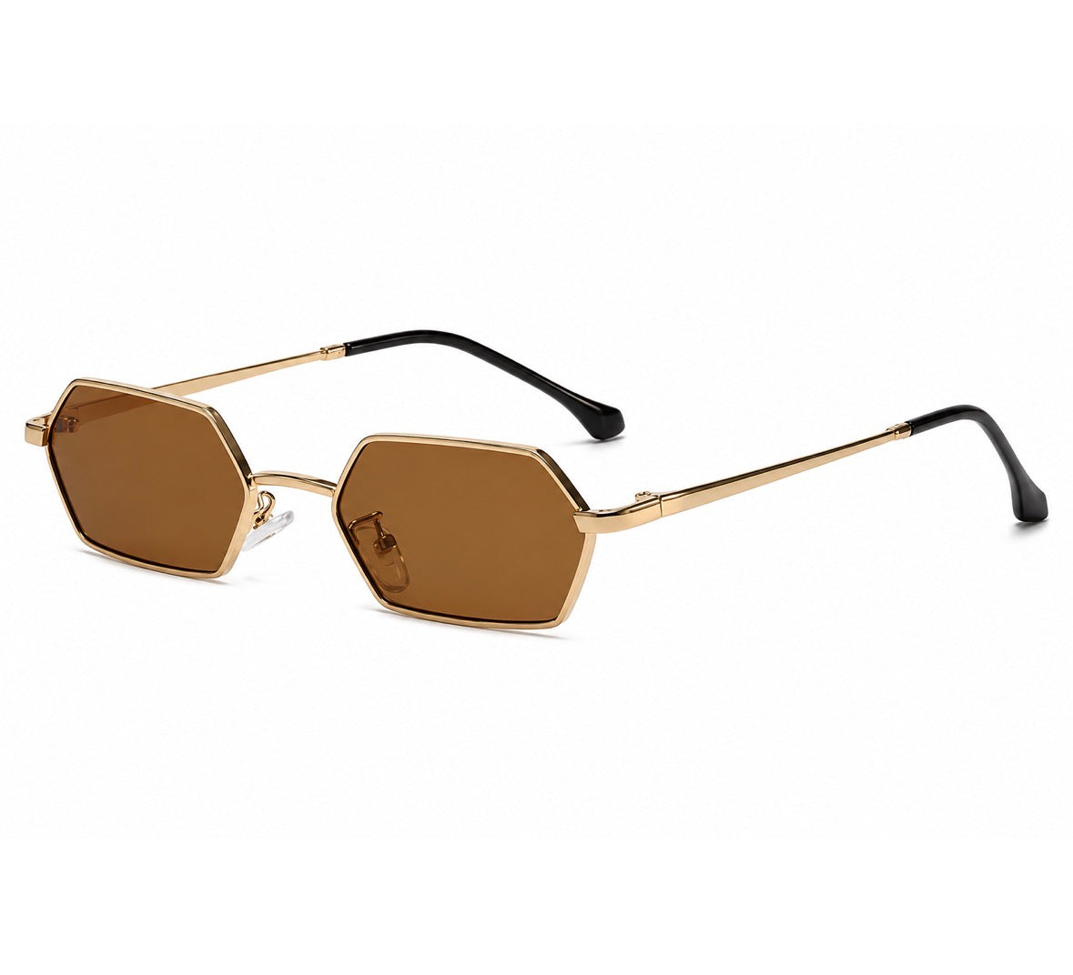 Damen Hexagon Sonnenbrille Silber – Geometrische Metallfassung mit blauen Gläsern