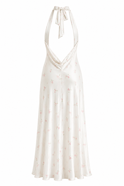Weißes Maxikleid mit zartem Blumenprint