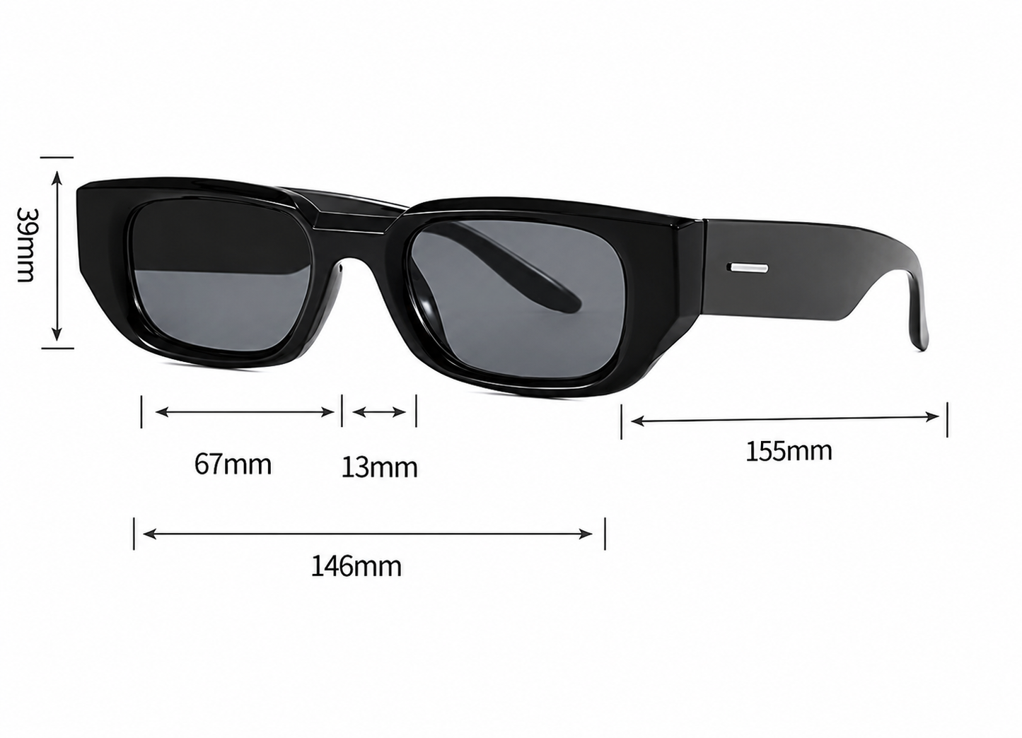Damen Oversize Sonnenbrille Schwarz – Rechteckig mit braunen Gläsern