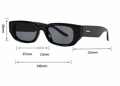 Damen Oversize Sonnenbrille Schwarz – Rechteckig mit braunen Gläsern