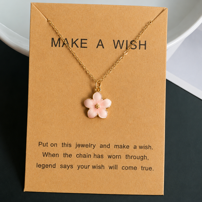 Blumen Halskette Gold – Rosa Blüten Anhänger | Elegante Damenkette