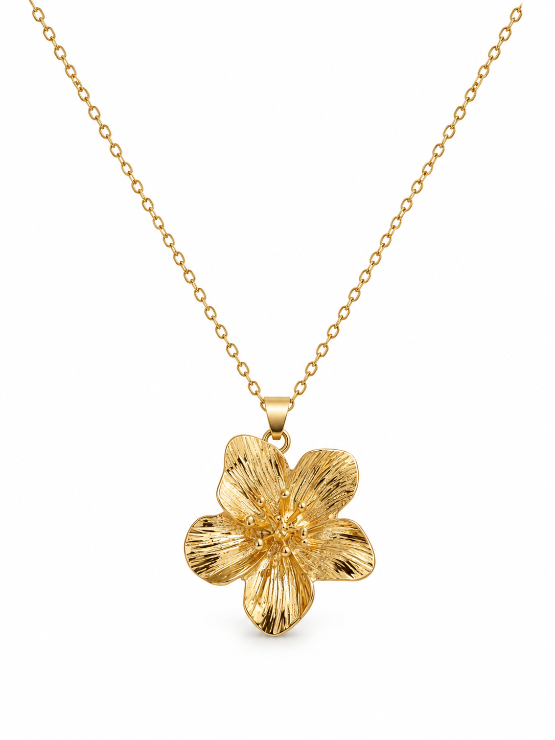 Goldene Damen Halskette mit Blumenanhänger – Floraler Schmuck