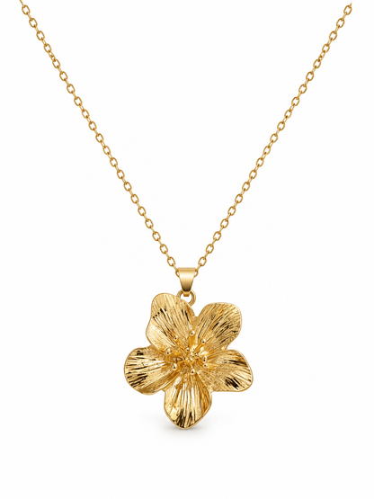 Goldene Damen Halskette mit Blumenanhänger – Floraler Schmuck