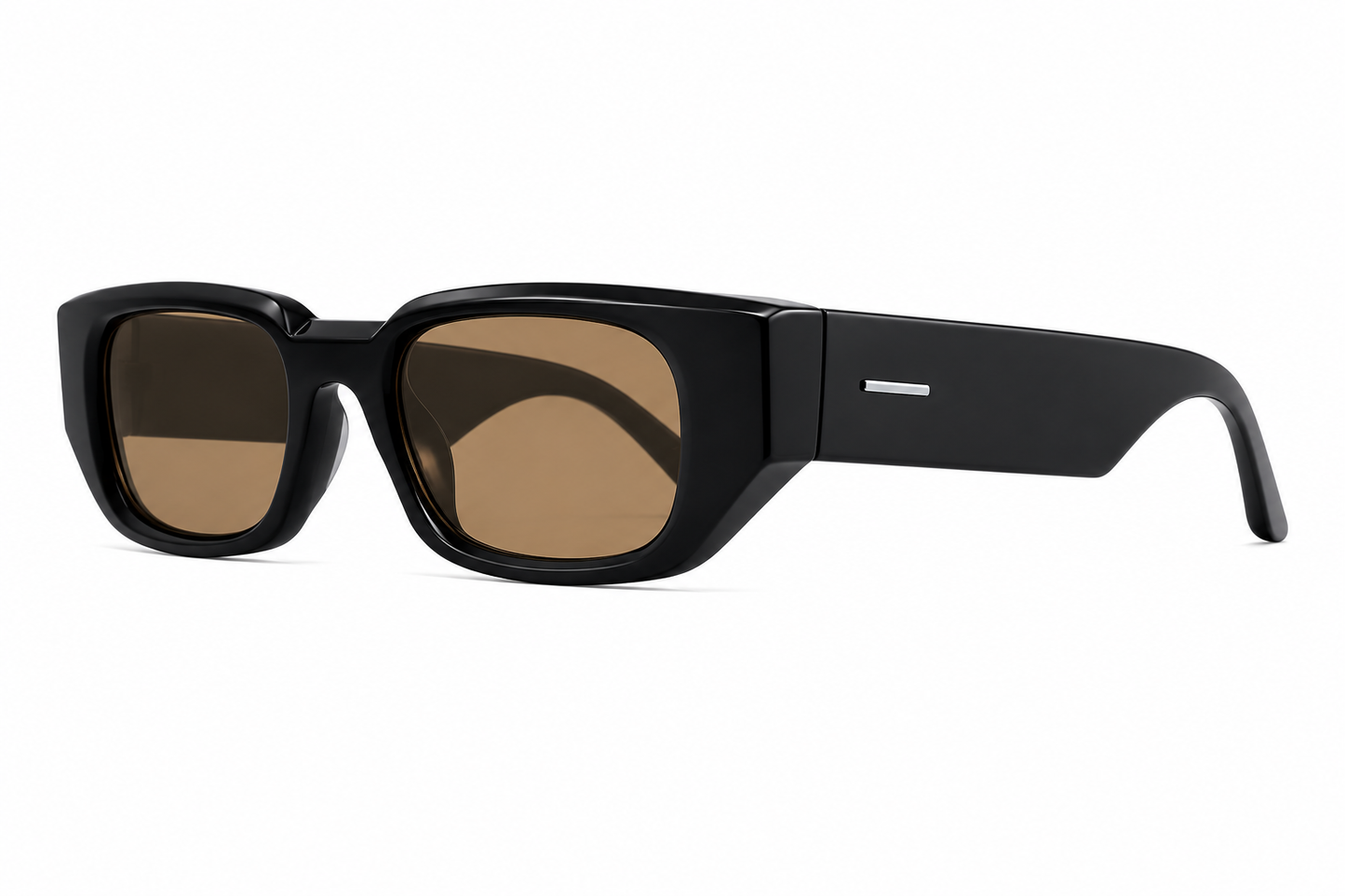 Damen Oversize Sonnenbrille Schwarz – Rechteckig mit braunen Gläsern