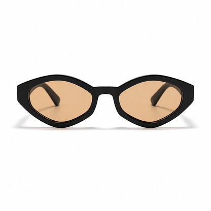 Damen Ovale Sonnenbrille Schwarz – Vintage-Design mit goldenen Details