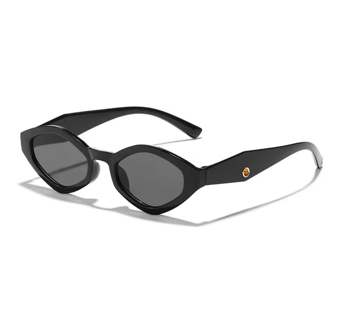 Damen Ovale Sonnenbrille Schwarz – Vintage-Design mit goldenen Details