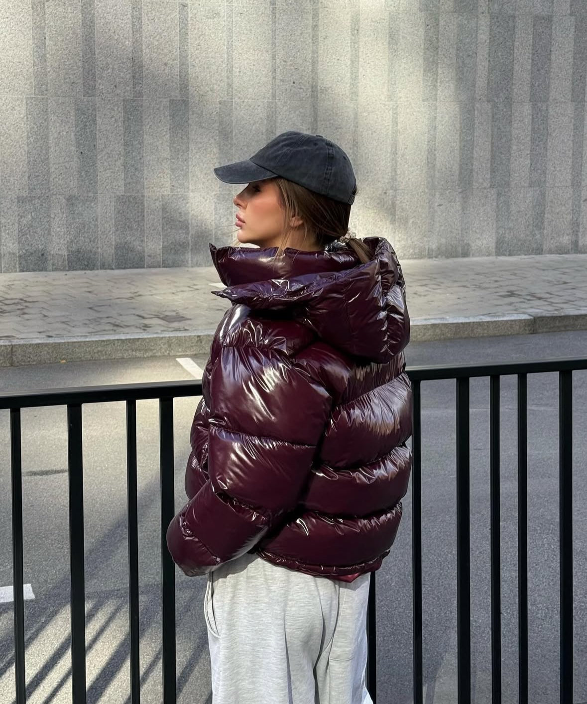 Glanz-Pufferjacke in Rot