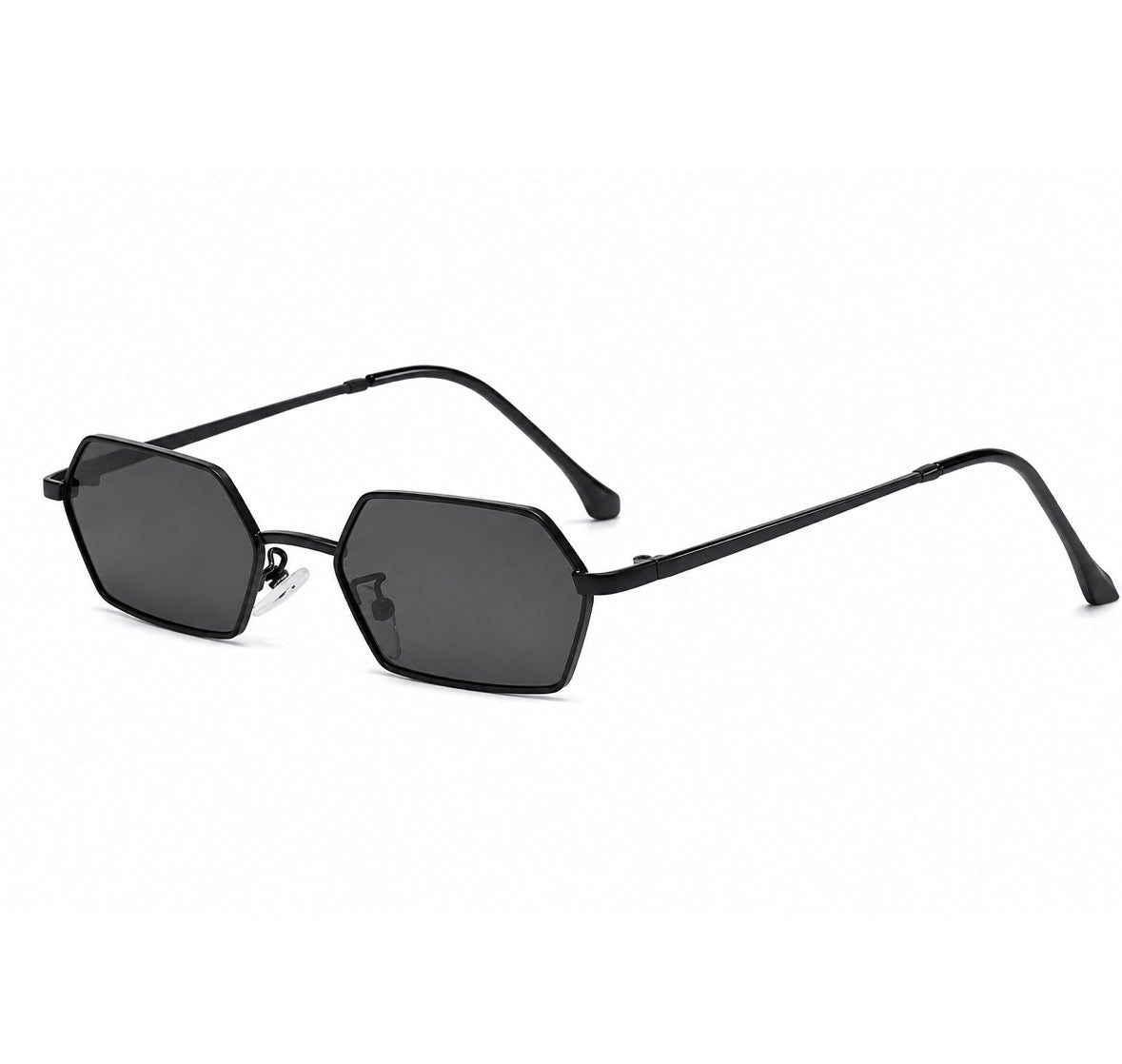 Damen Hexagon Sonnenbrille Silber – Geometrische Metallfassung mit blauen Gläsern