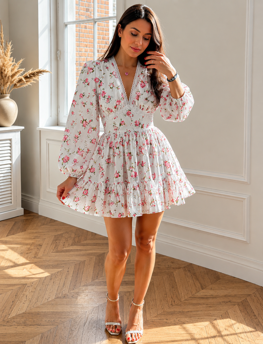 Luftiges Kurzkleid mit Blumenmuster