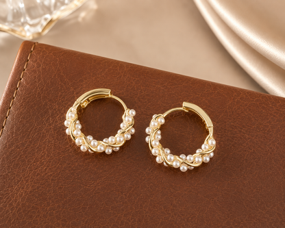 Goldene Perlen-Creolen – Elegante vergoldete Hoop Ohrringe