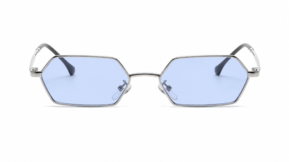 Damen Sonnenbrille Hexagon – Goldene Metallfassung mit schwarzen Gläsern