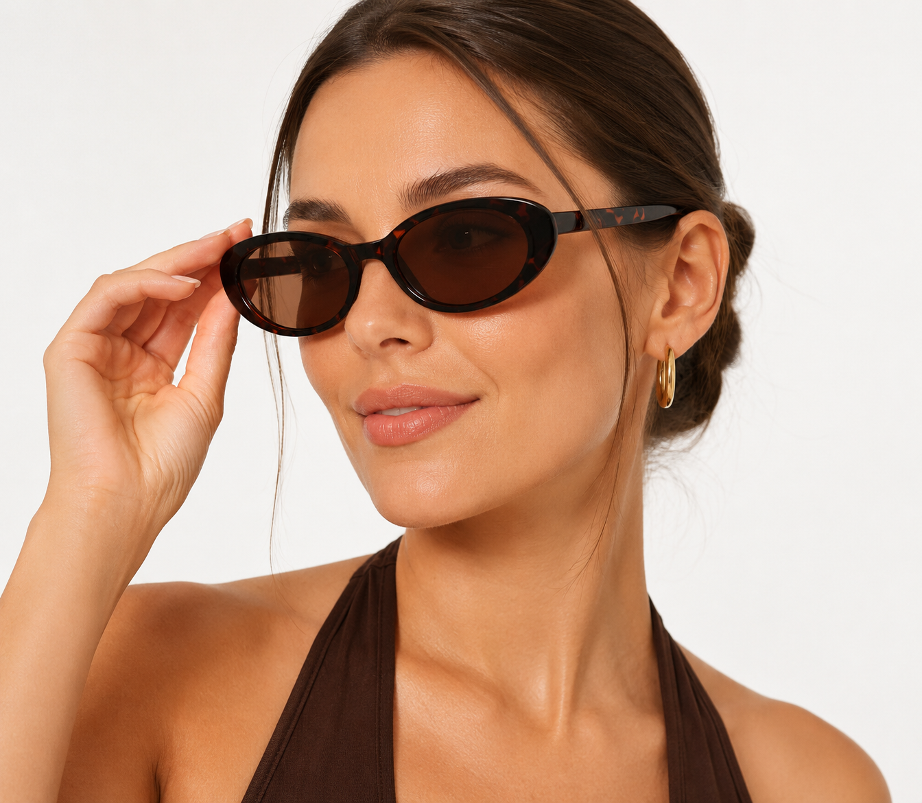 Damen Ovale Sonnenbrille Havanna – Retro-Design mit braunen Gläsern