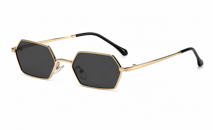 Damen Hexagon Sonnenbrille Silber – Geometrische Metallfassung mit blauen Gläsern