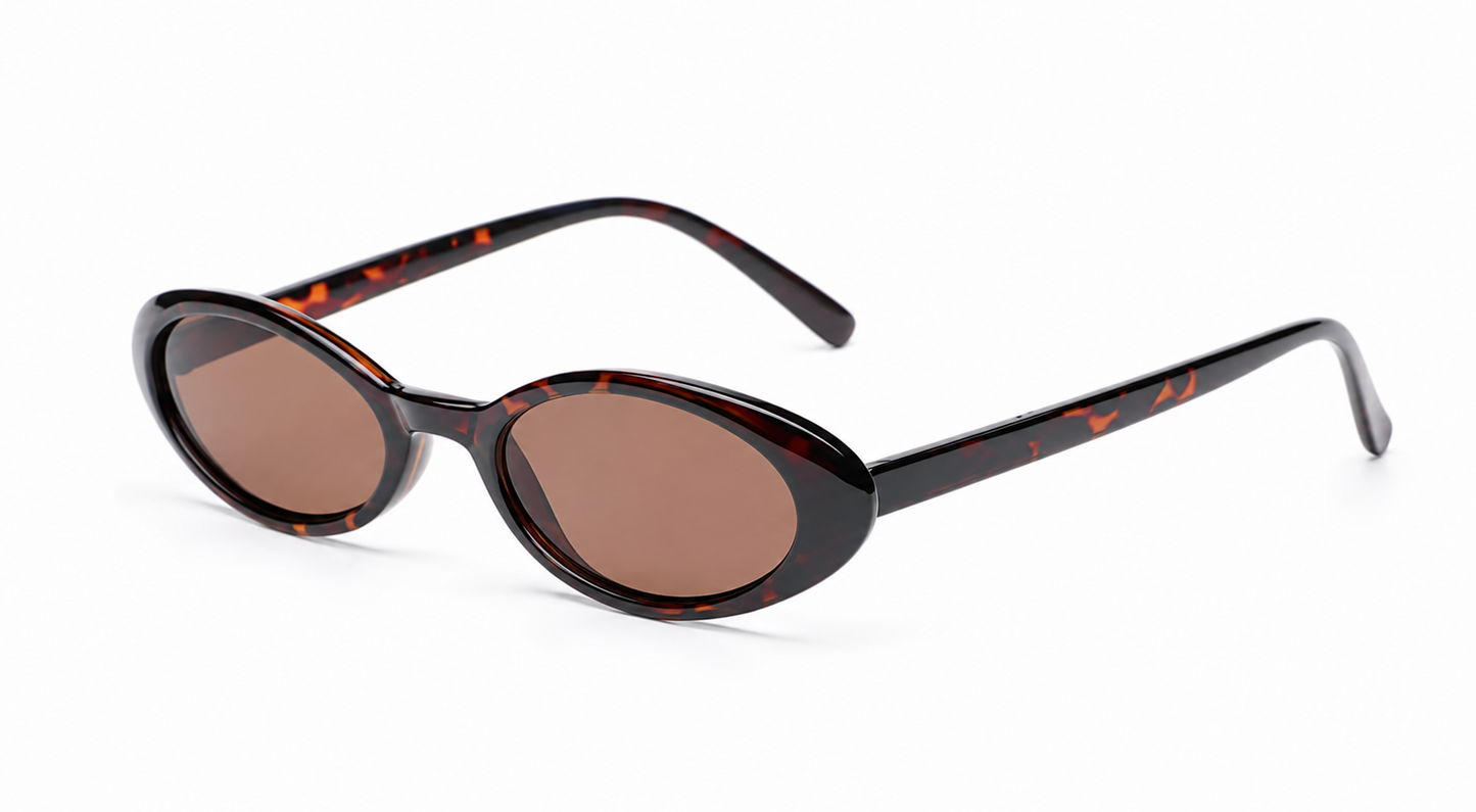 Damen Ovale Sonnenbrille Schwarz – Retro-Design mit dunklen Gläsern