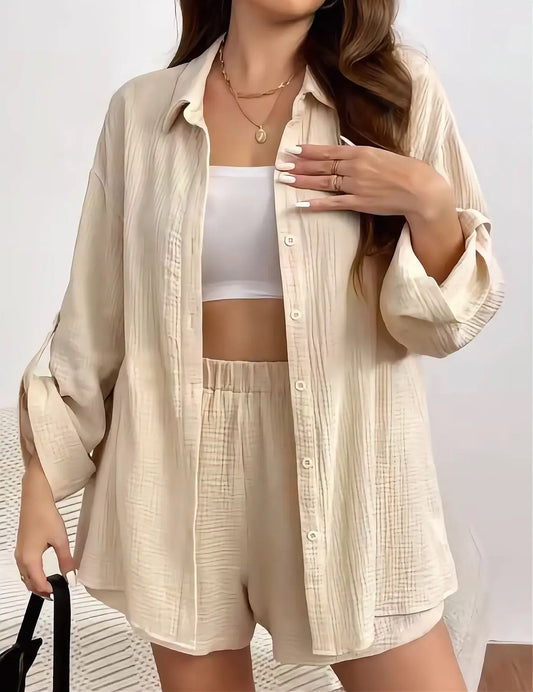 Musselin Set in Beige – Oversized Look