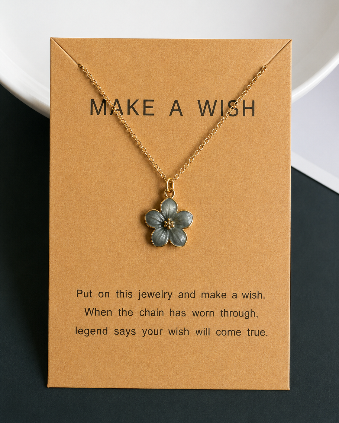 Blumen Halskette Gold – Rosa Blüten Anhänger | Elegante Damenkette