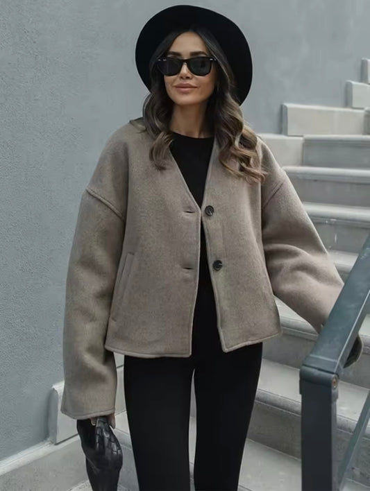 Oversize Damenjacke in Khaki