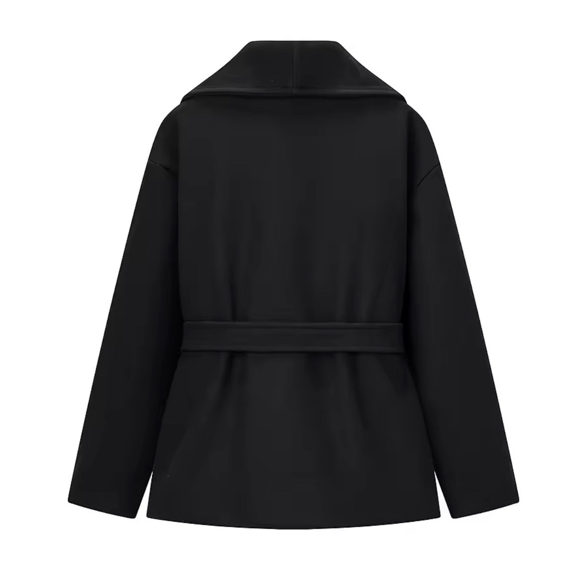 Damen Wickeljacke mit Bindegürtel – Schwarz