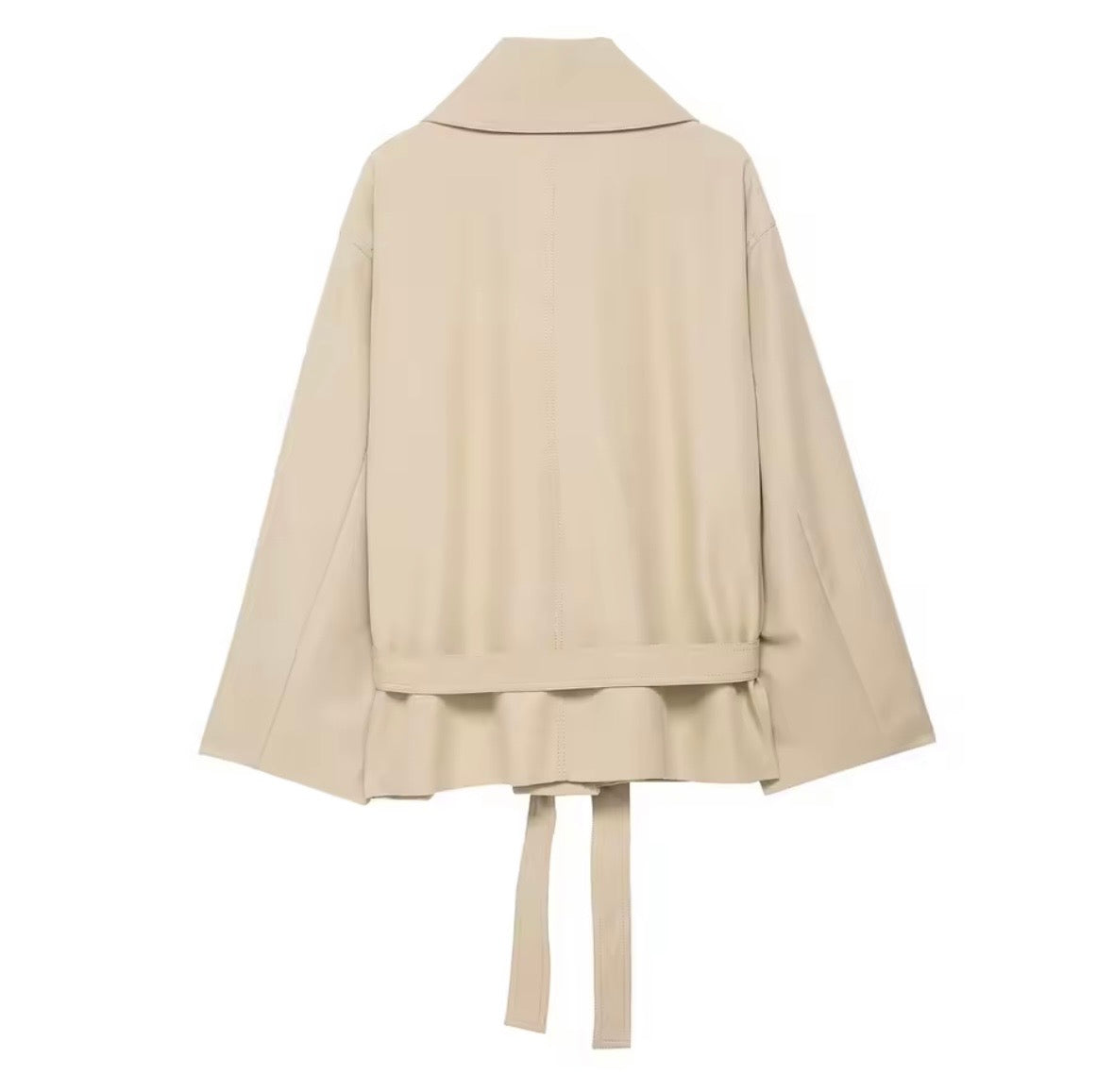 Oversize-Jacke in beige mit Taillengürtel