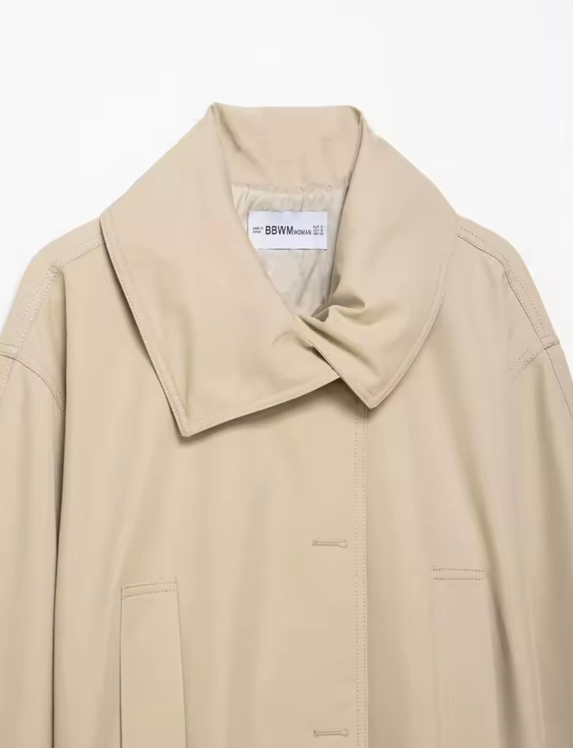Oversize-Jacke in beige mit Taillengürtel