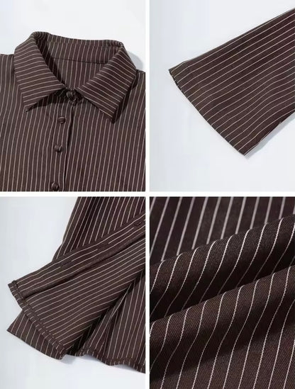 Damen Streifenhemd mit V-Ausschnitt