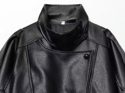 Moderne Oversize Bikerjacke für Damen – Schwarz & Coffee