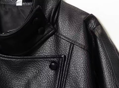 Moderne Oversize Bikerjacke für Damen – Schwarz & Coffee